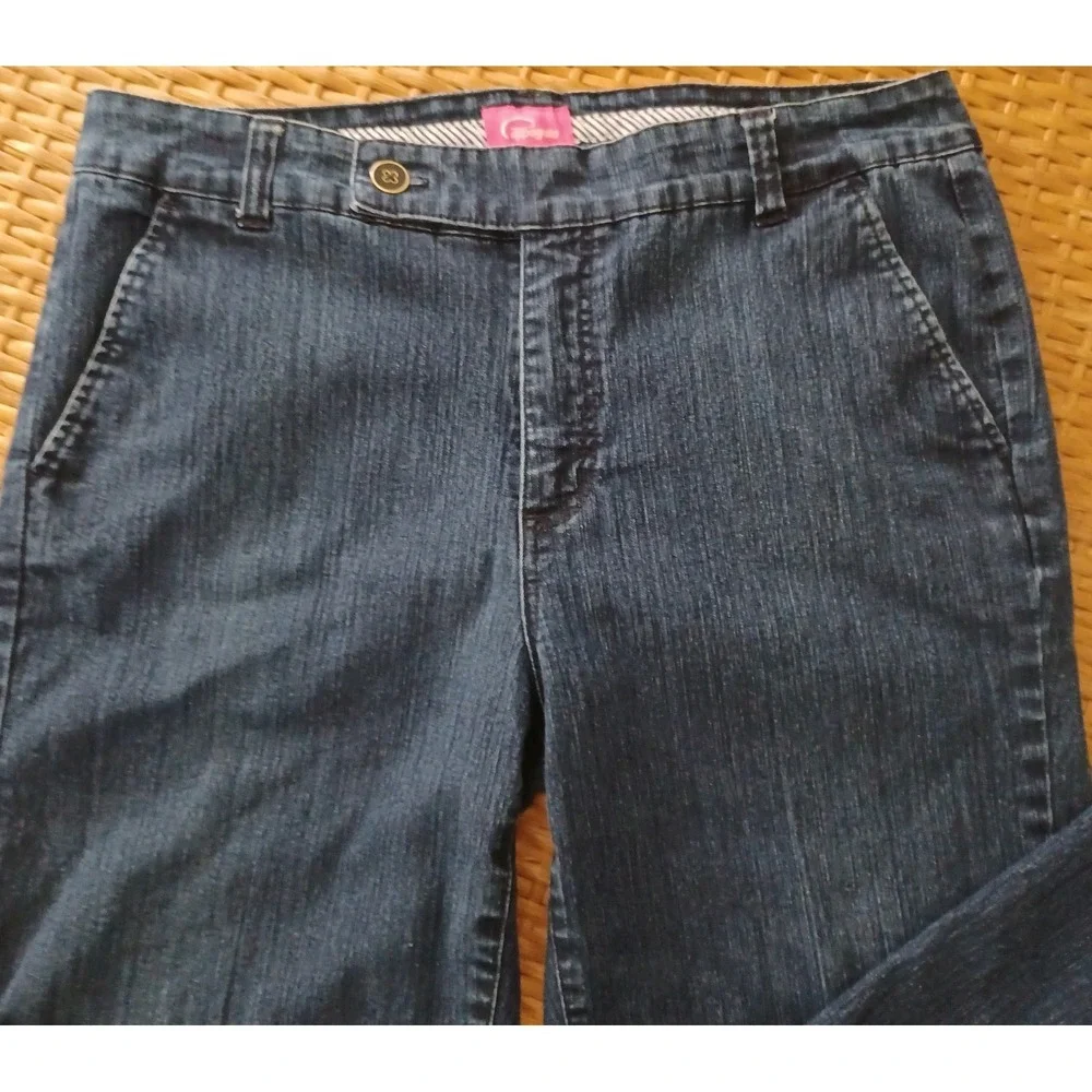 Pappagallo Womens Dark‎ Wash Wide Leg Denim Trouser Jeans Blue Size 10